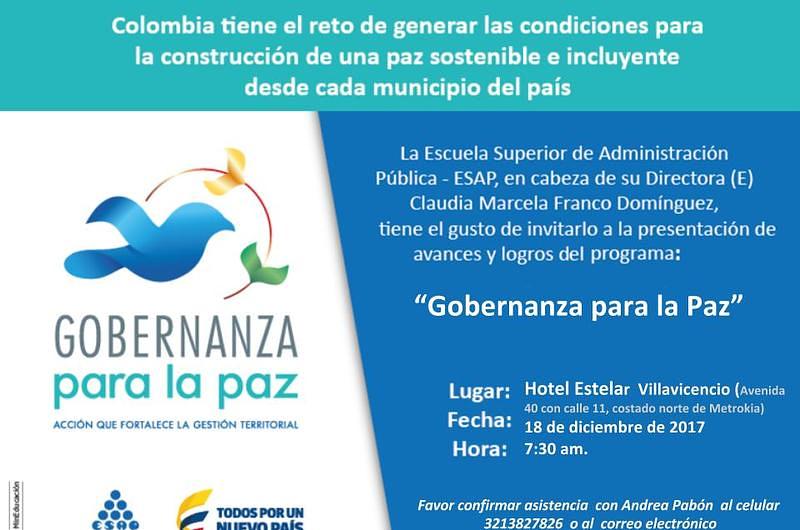 Presentación del proyecto “Gobernanza para la paz” en Villavicencio